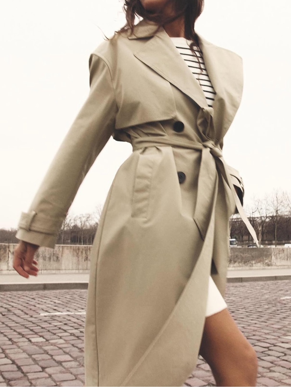 Zara Beige Trench Coat with Belted Waist